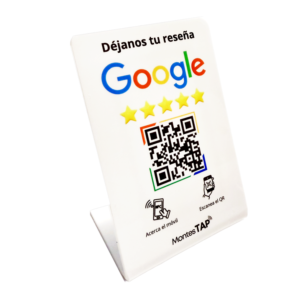 Stand de reseñas NFC QR MontesTAP Blanco