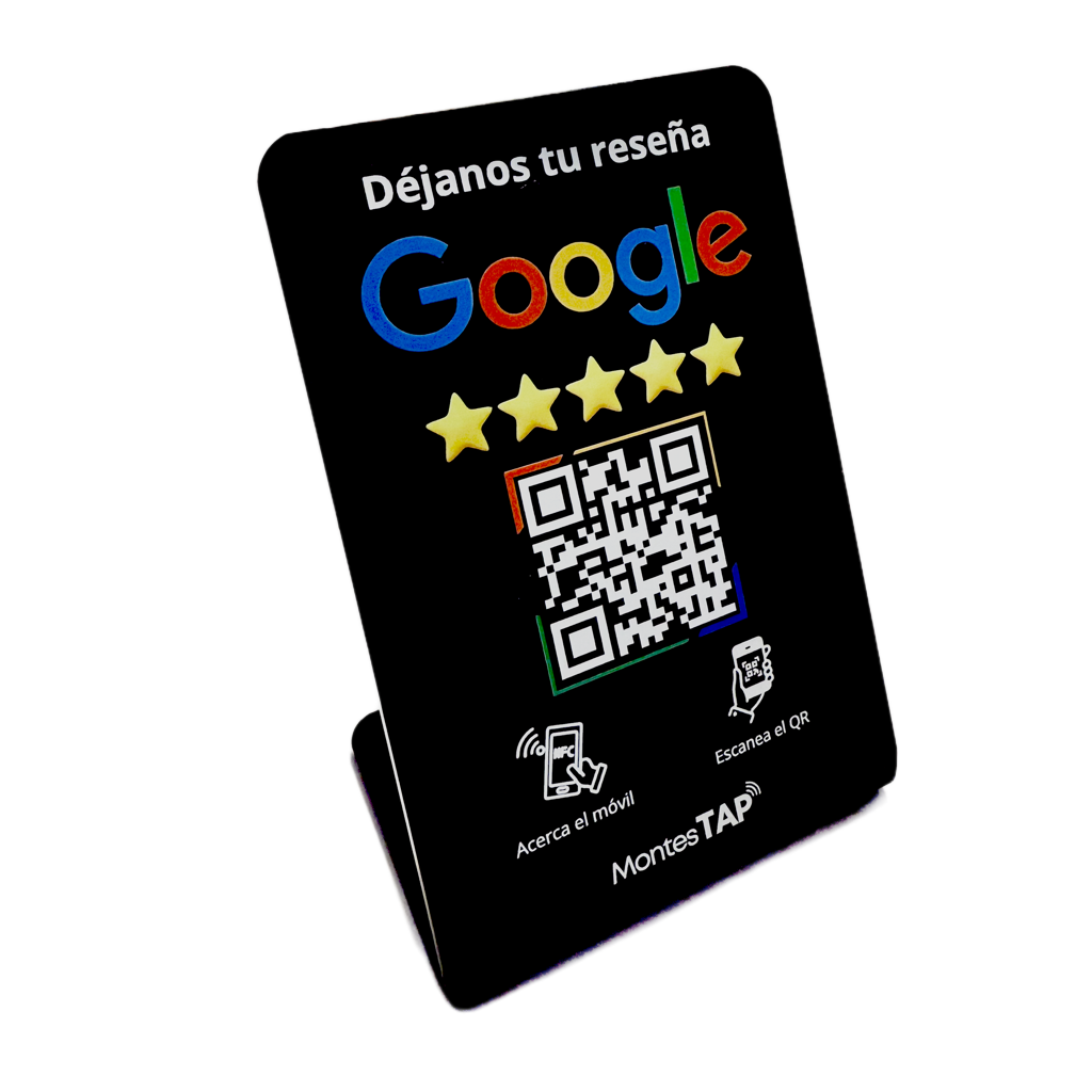 Stand de reseñas Google MontesTAP Negro