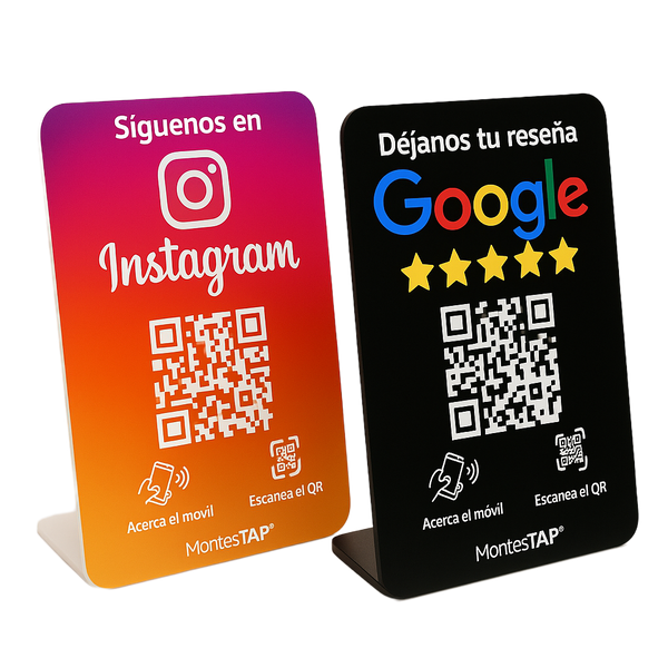Pack 2 Stands NFC + QR: Google + Instagram