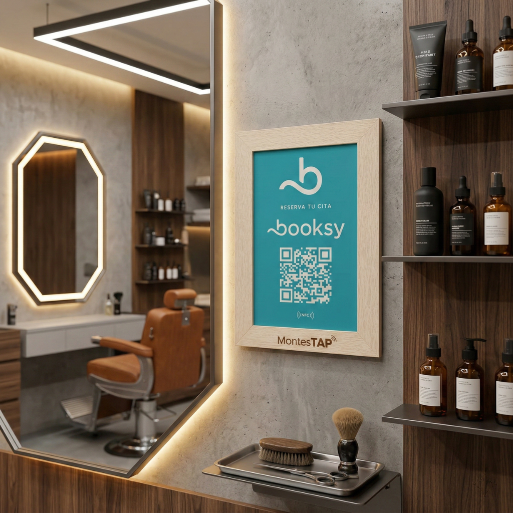 Marco QR + NFC para Reservas en Booksy