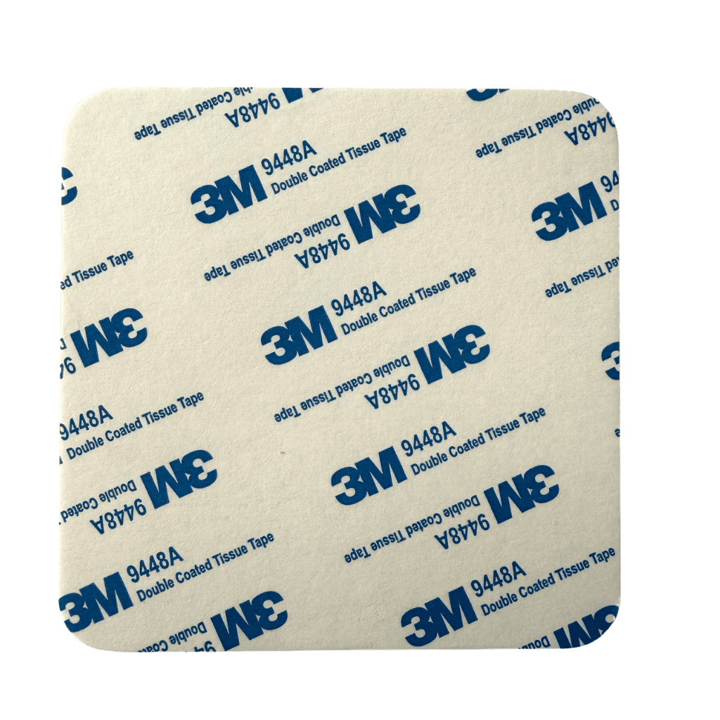Reverso de la placa NFC de reseñas con adhesivo de doble cara 3M 9448A